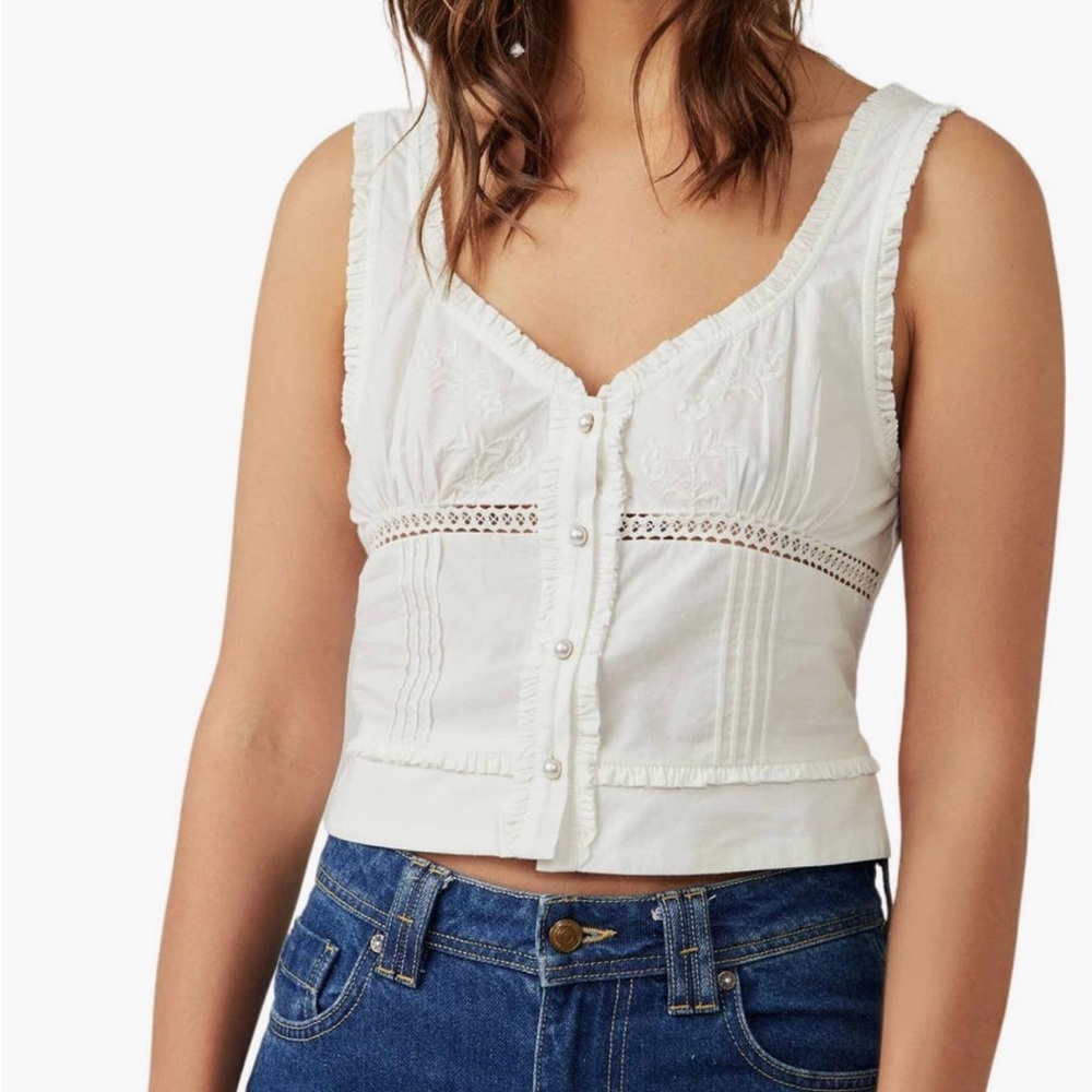Free people white embroidered top